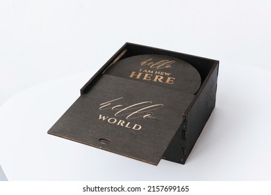 Open Dark Wooden Box On A White Background