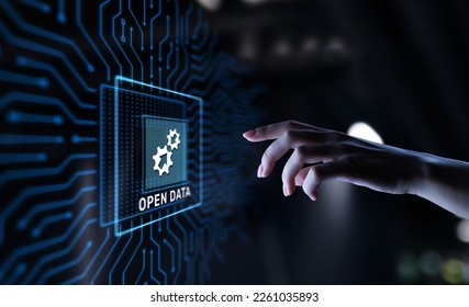 Open data database integration api internet technology concept.