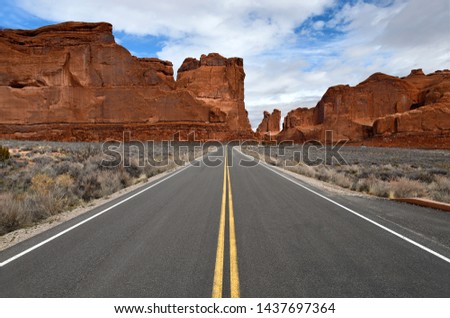 Similar – Image, Stock Photo Open Road in Utah desert