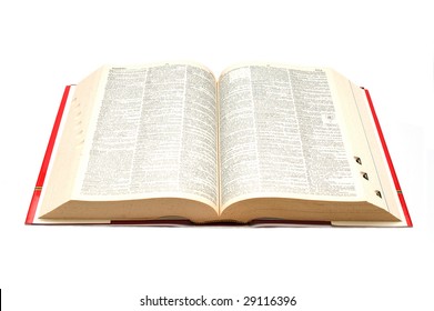 Open Dictionary On White Background