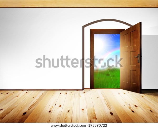 Open Door Architectural Element Barrel Vault Stock Photo