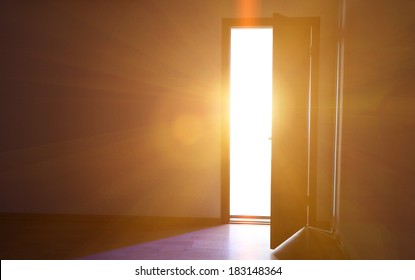 Open Door With Bright Light Outside