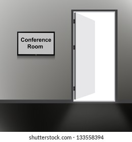 Open Door With Conference Room Text