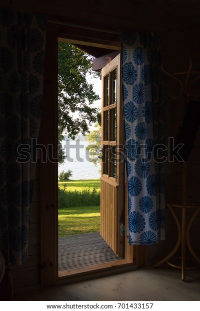 Open Door Dark Room Leading Field Stock Photo Edit Now 701433157