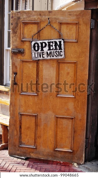 Open Door Local Bar Sign Announcing Stock Photo Edit Now