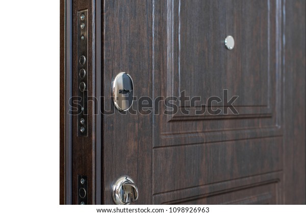 Open Door Door Lock Dark Brown Stock Photo Edit Now 1098926963
