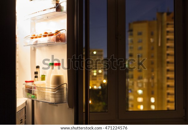 Open Door Refrigerator Dairy Products Urban Stock Photo Edit Now