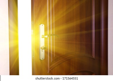 Open Door With Sun Light