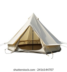 Open Door White Tent on White Background
