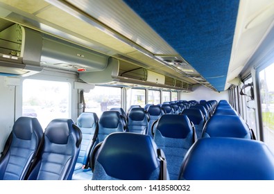 Open double interior of new modern chairs bus - Powered by Shutterstock