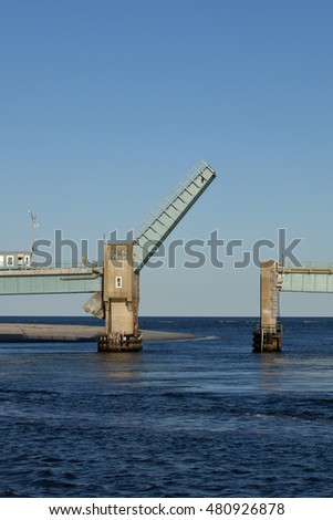 Open drawbridge between Avalon and Sea Isle City in New Jersey
