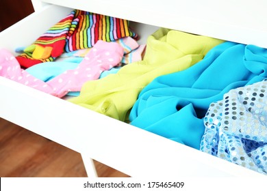 Open Drawer With Clothes Close Up 