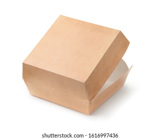 Open Empty Blank Burger Box Isolated On White