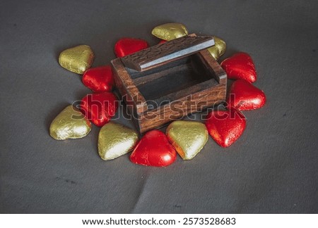 open empty box with chocolates on the outside