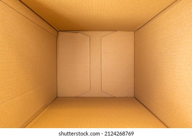 Open Empty Brown Cardboard Box Background Top View