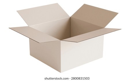 Open empty cardboard box with flaps extended