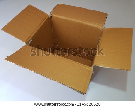 Open Empty Cardboard Box Isolated on White Background.