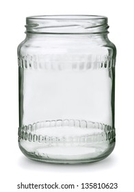 Open Empty Glass Jar Isolated On White