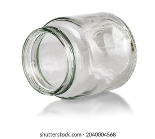 Open Empty Glass Jar Isolated On White With Clipping Path