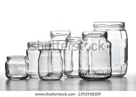 Open Empty Glass Transparent Jar On White Background 