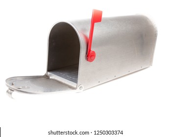 Open Empty Mailbox On A White Background 