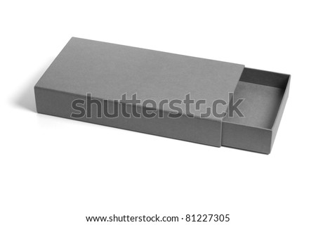 Open and empty rectangular flat gift box on white background