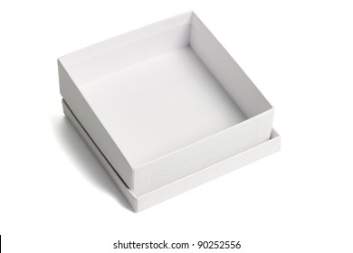 Open Empty White Gift Box With Lid On Isolated Background