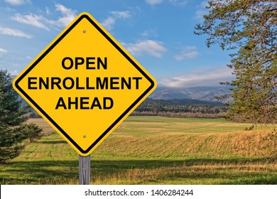 Open Enrollment Ahead Caution Sign Cades Cove Background