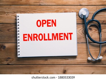 open enrollment  on paper and stethoscope