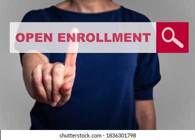 OPEN ENROLLMENT. Searching for information on the Internet concept. Web browser - Shutterstock ID 1836301798