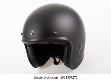 Open Face Old School Motorcycle Helmet Black Vintage For Retro Motorbike