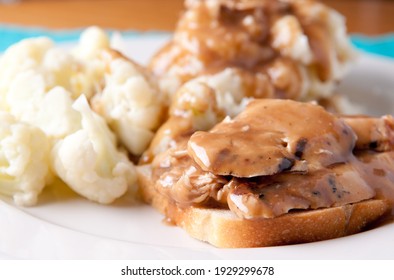 Open Faced Hot Chicken Sandwich With Mased Potatoes