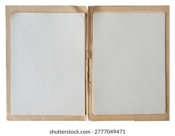 open file folder with aged white empty pages