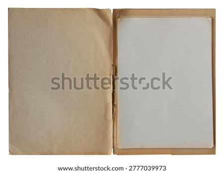 open file folder with aged white empty pages