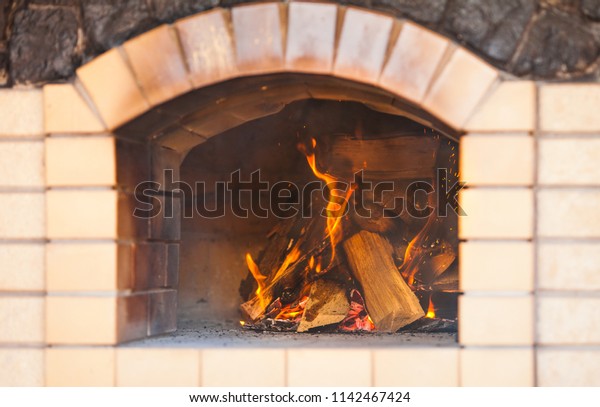 Open Fire Fireplace Stock Image Download Now