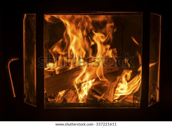 Open Fire Oven Closeup Fireplace Orange Stock Photo Edit Now