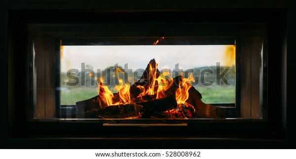 Open Fireplace Closeup Stock Photo Edit Now 528008962