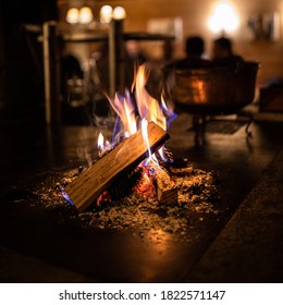 Open Fireplace In A Cosy Restaurant