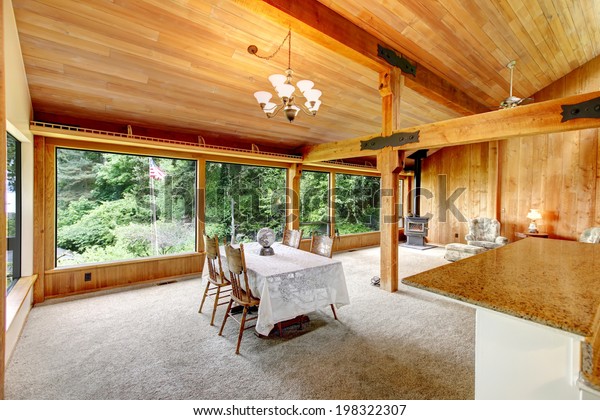 Open Floor Plan Log Cabin House Stock Photo Edit Now 198322307