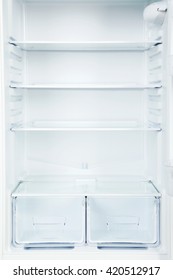 The Open Fridge With The Shelves, Close Up