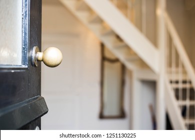 Open Front Door Close-up To New Home Modern Design