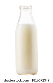 Open glass bottle of milk isolated on white - Shutterstock ID 1816672349