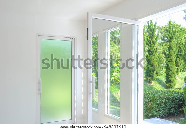 Open Glass Door New Modern White Stock Photo Edit Now 648897610