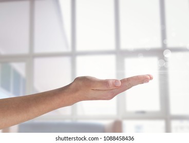 Open hand with bright background