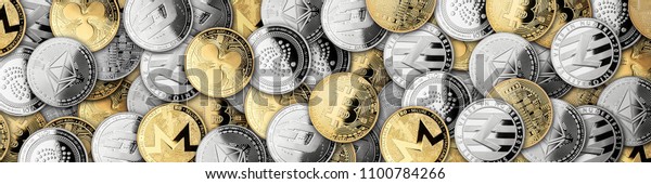 open hands of buisiness man filled with crypto currency coins isolated on white background blockchain financial business investment concept bitcoin ethereum