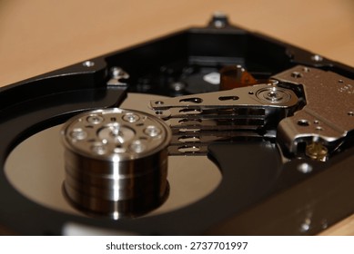 Open hard disk drive head perspective