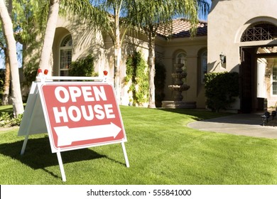 Open House Sign In Front Yard