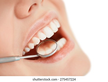 Open Human Mouth During Oral Checkup At The Dentist