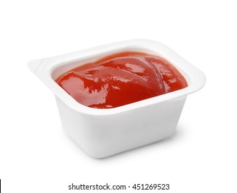 Open Ketchup Fast Food Dip Packet Isolated On White