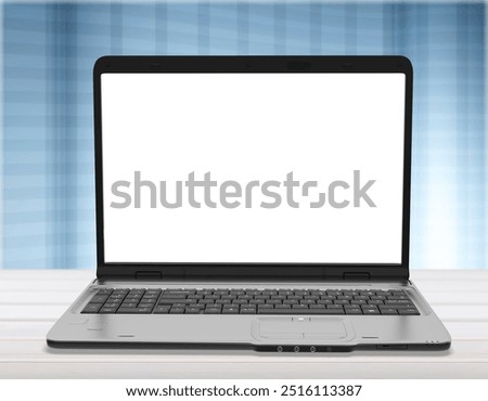 Open laptop computer with a blank screen